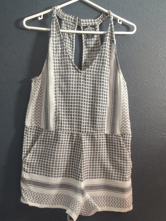 Angie Pants - Angie  Cotton Black and White Keffiyeh Patterned Halter Romper Playsuit
